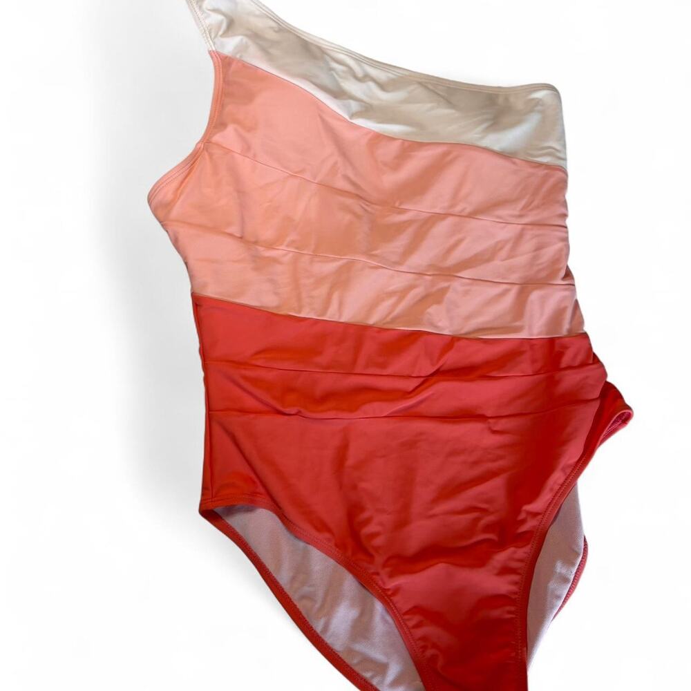 Target Red and Pink One-Shoulder One-Piece Swimsuit